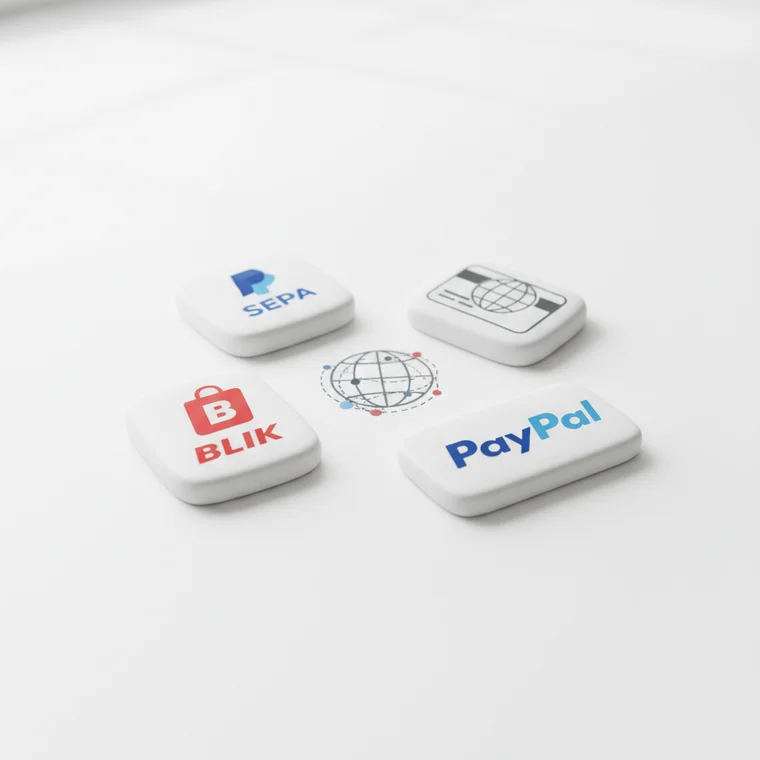 Panel WooCommerce z różnymi metodami płatności skonfigurowanymi osobno dla krajów wysyłki w międzynarodowym sklepie internetowym