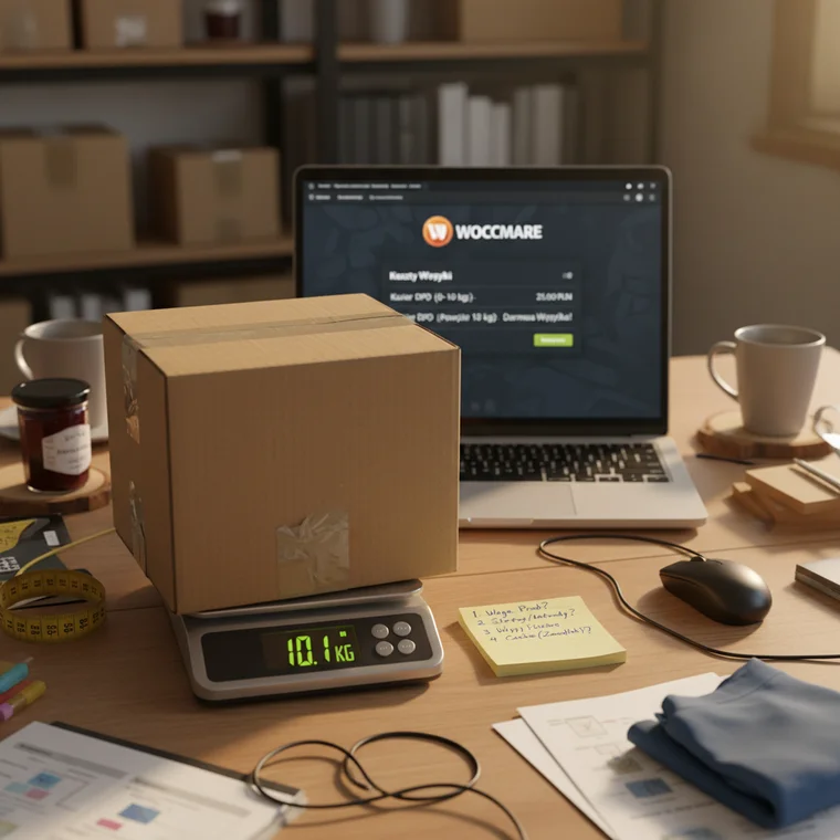 Panel konfiguracji reguł wysyłki opartej na wadze w WooCommerce dla zamówień powyżej 10 kg