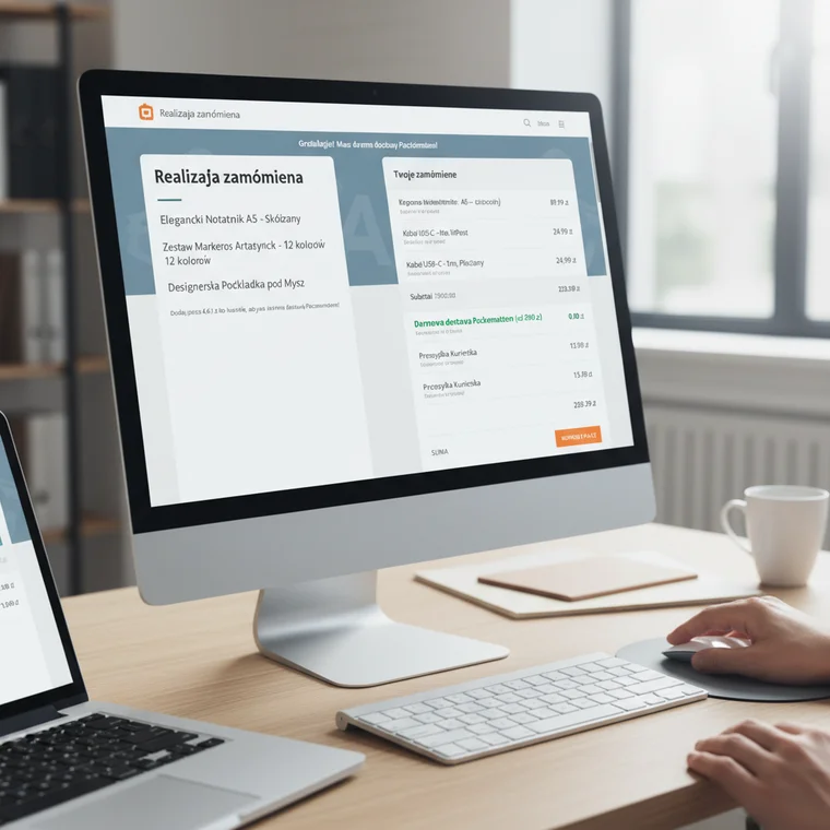 Ekran wyboru metody wysyłki w WooCommerce z wyróżnioną darmową dostawą Paczkomatem przy zamówieniu powyżej 200 zł