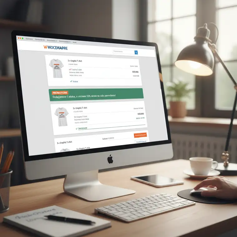 Ekran konfiguracji dynamic pricing w WooCommerce z ustawionym rabatem procentowym dla zakresu 3–5 sztuk konkretnego produktu