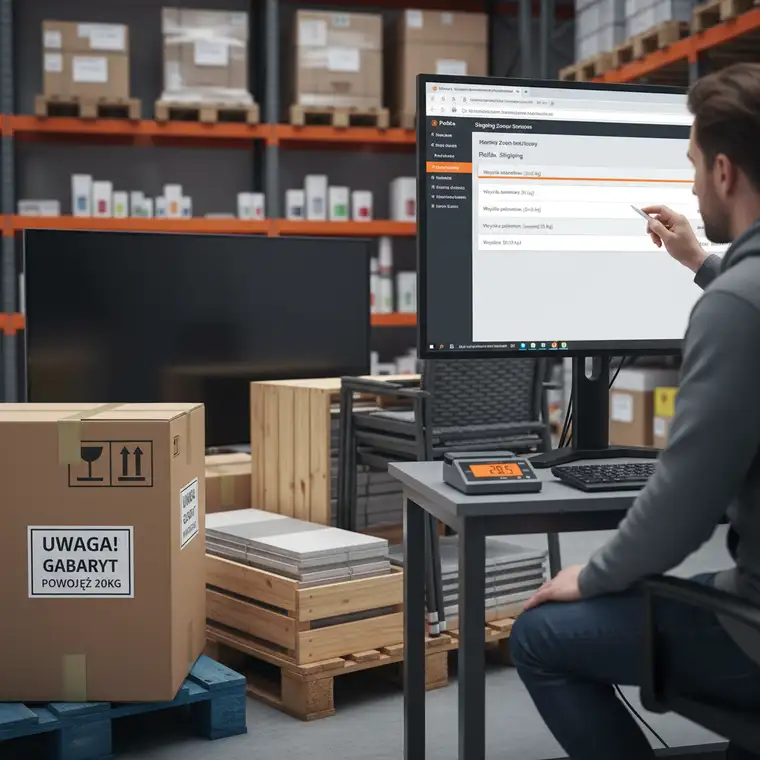 Widok konfiguracji klasy wysyłkowej “Gabaryt > 20kg” w WooCommerce dla produktów ciężkich i przesyłek paletowych