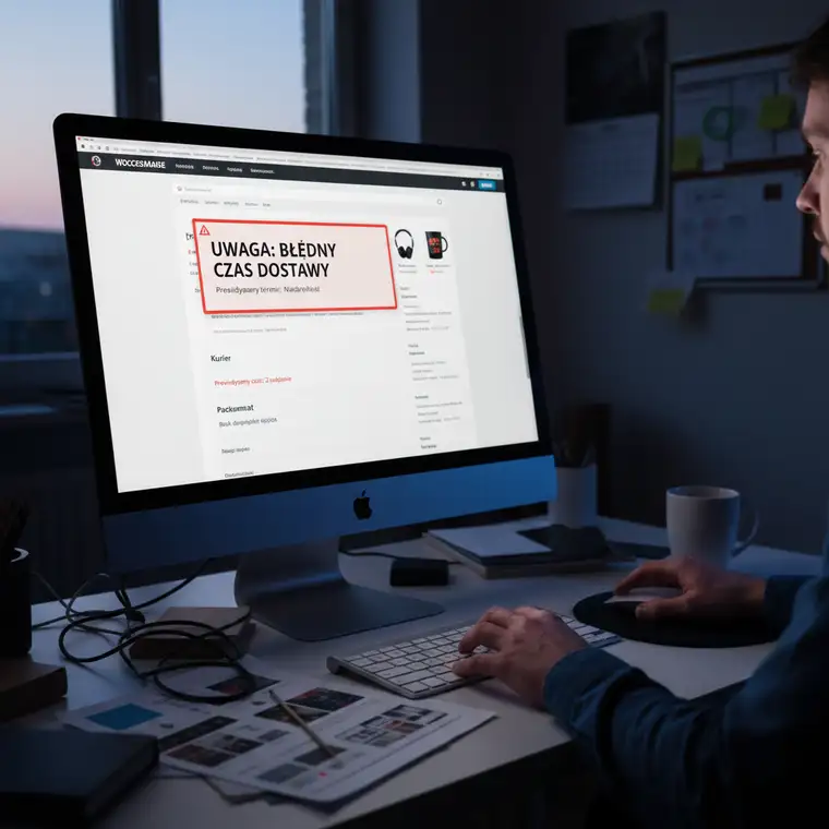 Ekran konfiguracji metod wysyłki WooCommerce z zaznaczonymi strefami wysyłki i czasem dostawy widocznym w checkout dla klienta sklepu