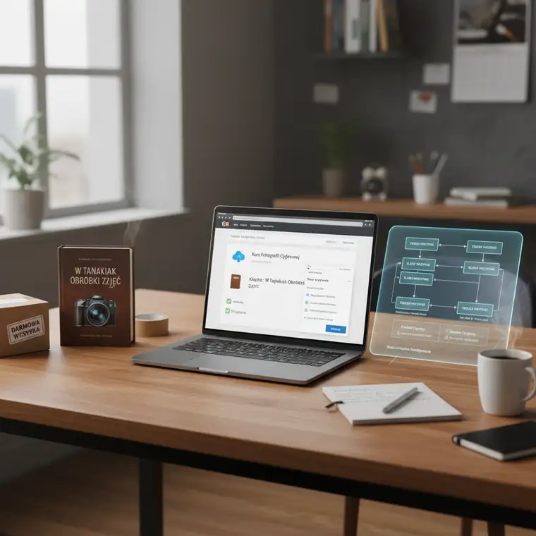 Koszyk WooCommerce z produktami cyfrowymi i fizycznymi, prezentujący jak ustawić wysyłkę WooCommerce dla produktów cyfrowych i fizycznych w jednym zamówieniu