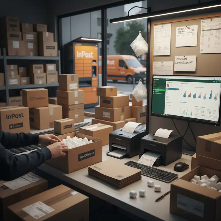 Panel WooCommerce z włączoną integracją kurierską, automatycznym generowaniem etykiet i śledzeniem statusów wysyłki dla zamówień e-commerce