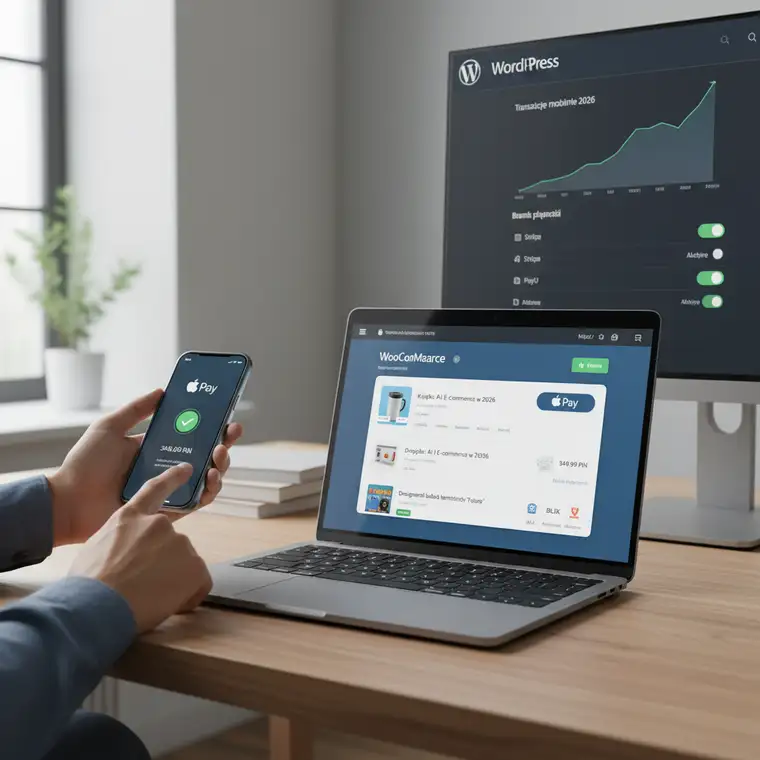 Ekran konfiguracji operatora płatności z aktywnym Apple Pay w WooCommerce, widoczne klucze API i weryfikacja domeny w polskim sklepie online