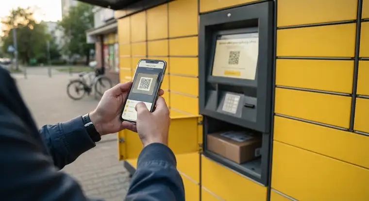 Ekran paczkomatu InPost z kodem QR do zeskanowania telefonem: praktyczny sposób, aby otworzyć paczkomat InPost z telefonu bez kodu SMS